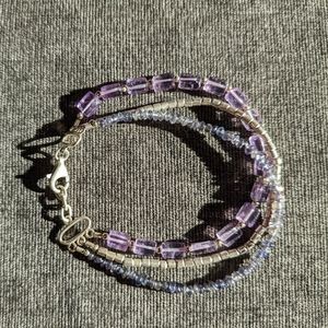 Triple Strand Bracelet with Sterling Silver and Amethyst Beads